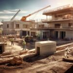 professionnal photography of construction site, realistic, beautiful day